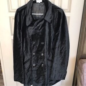 Velvety Blk Double Breasted Car Coat New Republic NY lined